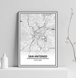 Affiche Carte Ville <br /> San Antonio