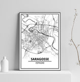 Affiche Carte Ville <br /> Saragosse