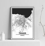 Affiche Carte Ville <br /> Tanger