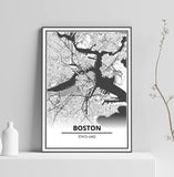 Affiche Carte Ville <Br /> Boston 1700