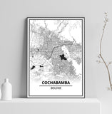 Affiche Carte Ville <br /> Cochabamba