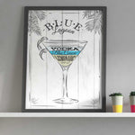 Affiche cocktail <br /> blue lagoon